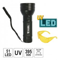 Yato Φακός LED UV με Μέγιστη Φωτεινότητα 51lm + Γυαλιά YT-08581