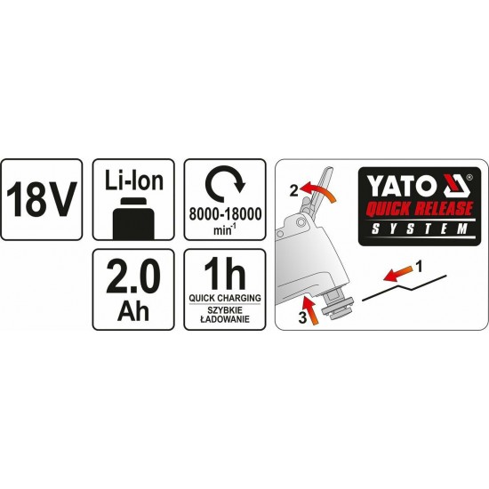 Yato YT-82819 Περιστροφικό Πολυεργαλείο 18V Solo με Ρύθμιση Ταχύτητας