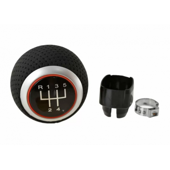 ΠΟΜΟΛΟ ΛΕΒΙΕ ΤΑΧΥΤΗΤΩΝ AUDI/ VW/ SEAT/ SKODA ΤΡΥΠΑ 10mm 5ΤΑΧ - ΠΕΡΦΟΡΕ ΔΕΡΜΑ - ΚΟΚΚΙΝΟ ΣΤΕΦΑΝΙ