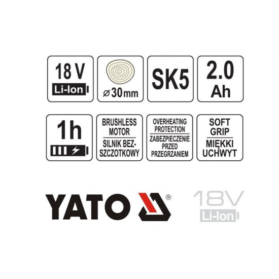 Yato Ψαλίδι Κλαδέματος Μπαταρίας Brushless 18V 1x2Ah με Μέγιστη Διάμετρο Κοπής 30mm